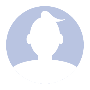 Generic white female profile avatar silhouette with ponytail on a light blue circular background