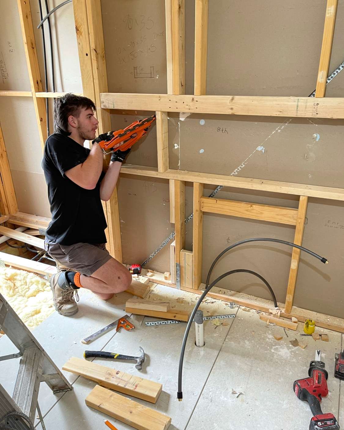 Creating a niche for above the bath in one of our projects.