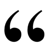 Black quotation marks on a white background.
