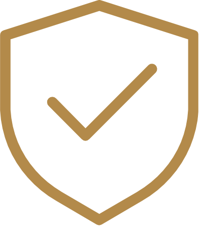 A shield with a check mark inside it.