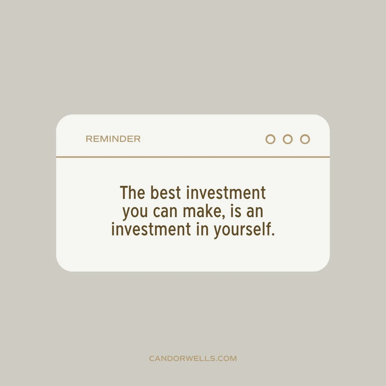 A reminder we all need to hear every once in a while. Investing in yourself and your future will always yield the greatest return!⁠
⁠
#brandingagency #socialmediamarketingtips #webstrategy