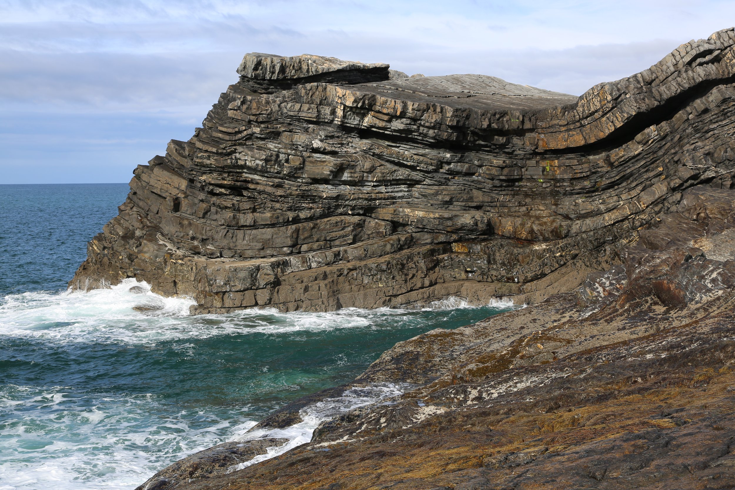 The uppermost part of the Ross Sandstone exposed near Bridges of Ross, County Clare. Note the channel cuts.