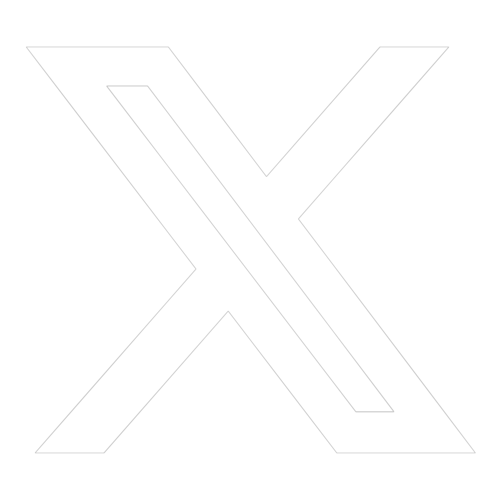A black and white abstract logo with interlocking lines forming an X shape.