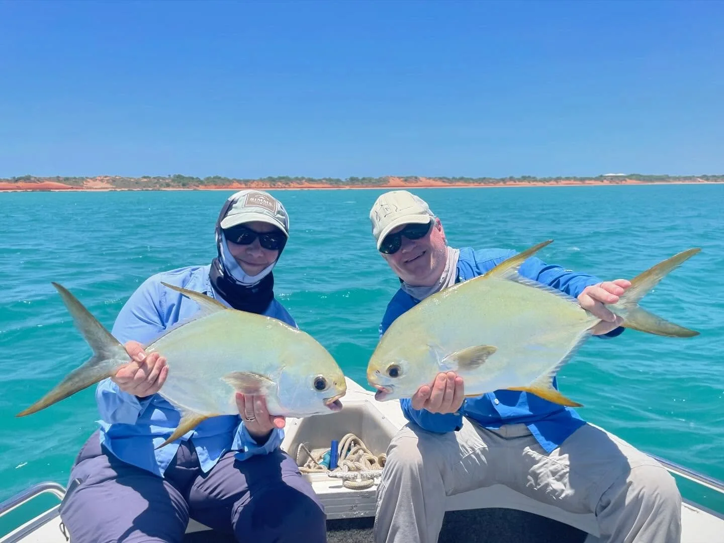 Double hookup of permit today on fly.
