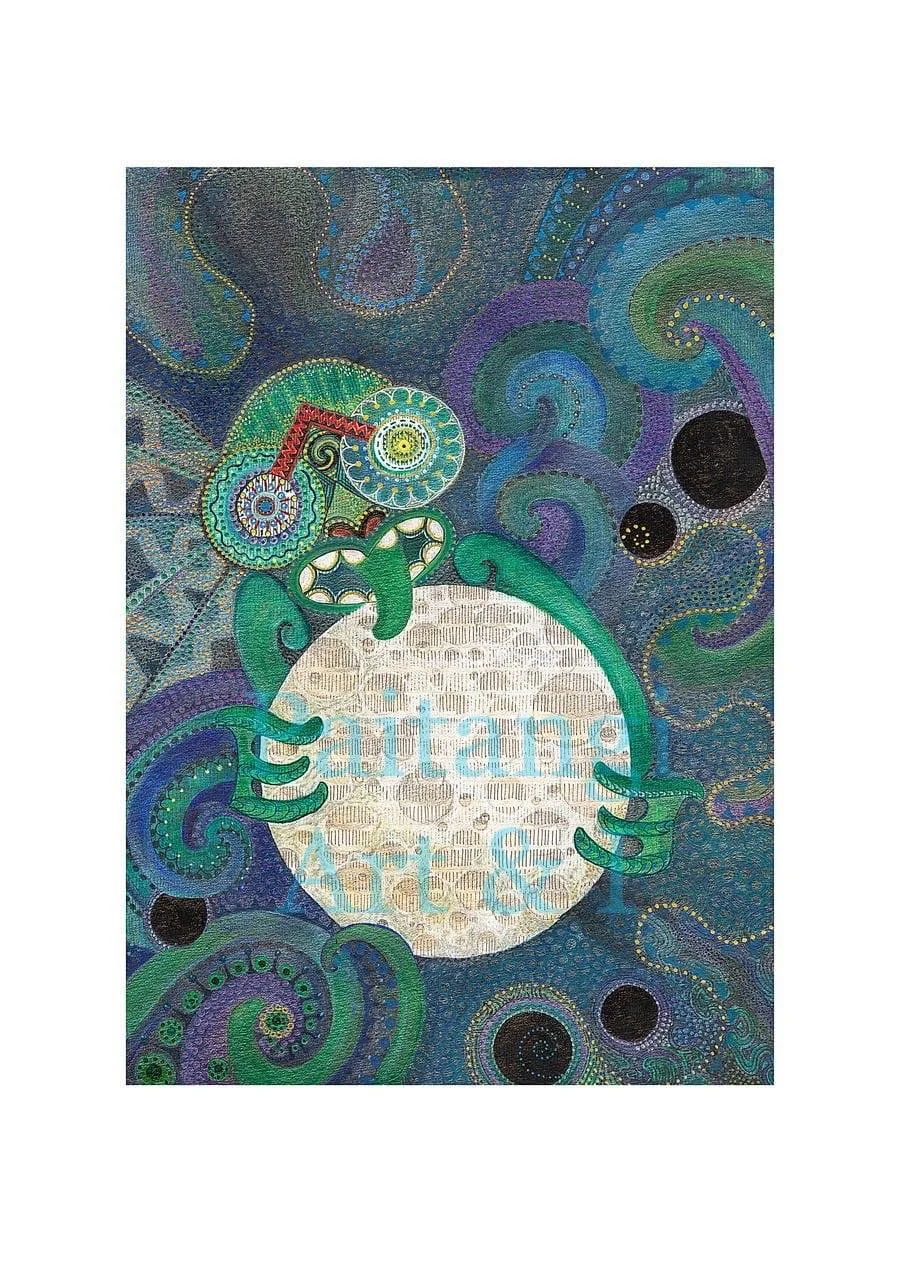 Tiki Licks the Moon print