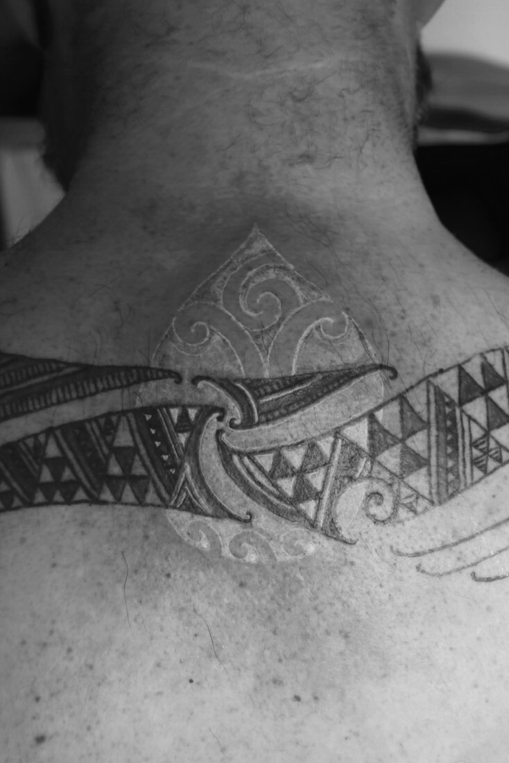 White ink through existing black ink. 
