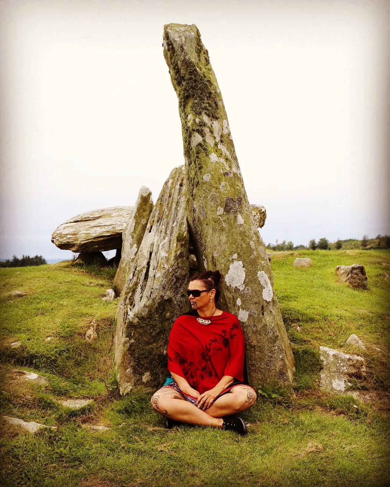 Pai found time to ponder at the Cairn Holy Chambered Cairn, Gatehouse of Fleet. 