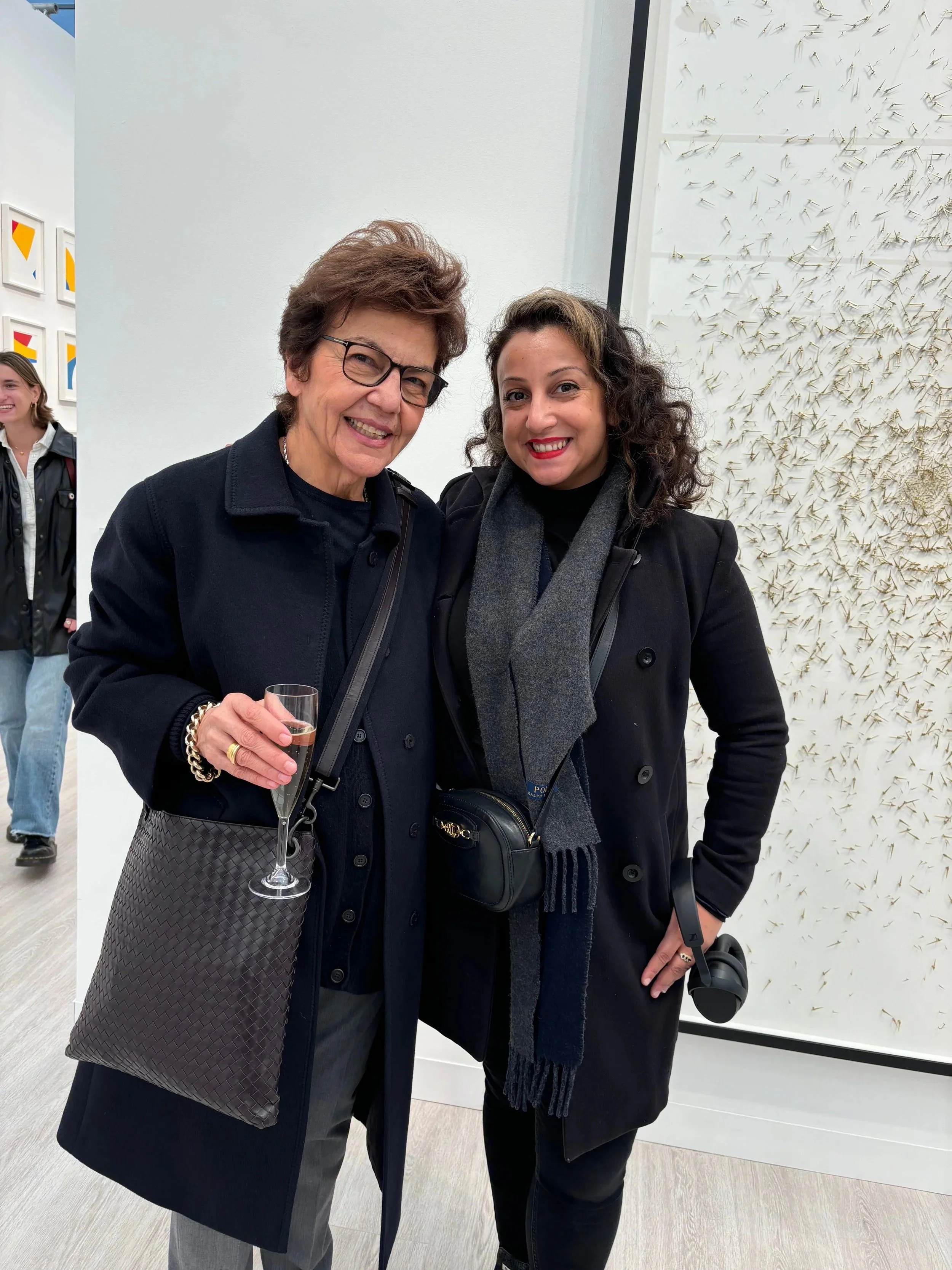 Artist Kalliopi Lemos and producer Halime Eleni Özdemir di Larusso at Frieze London.