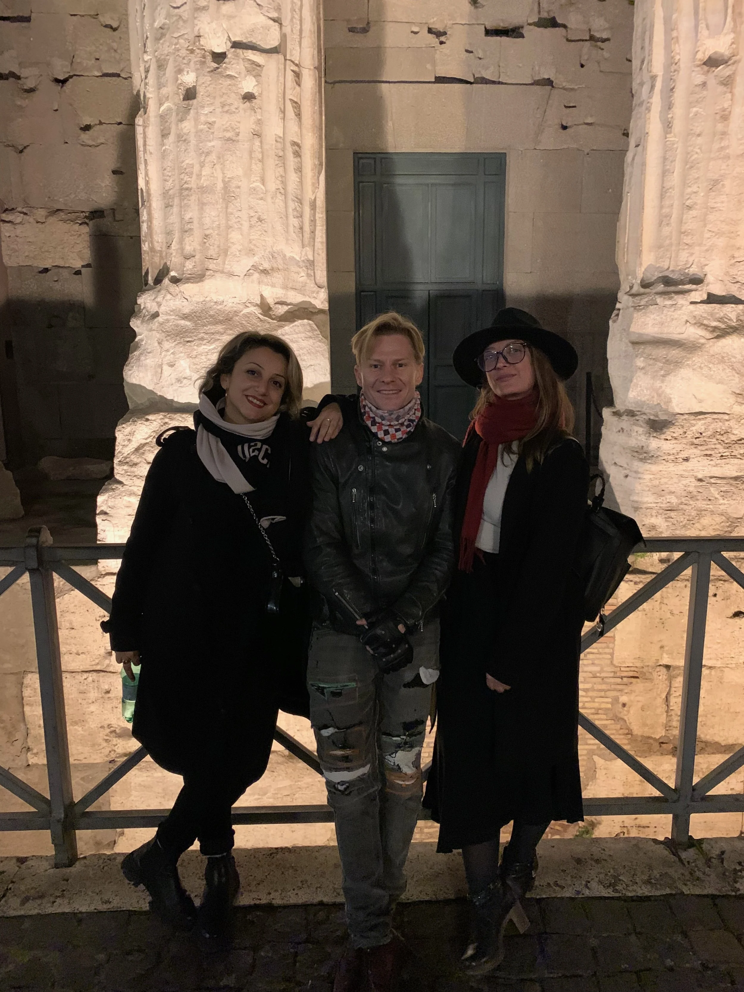 Producer Halime Eleni Özdemir di Larusso and artist Shaun McDowell post-exhibition in Rome.