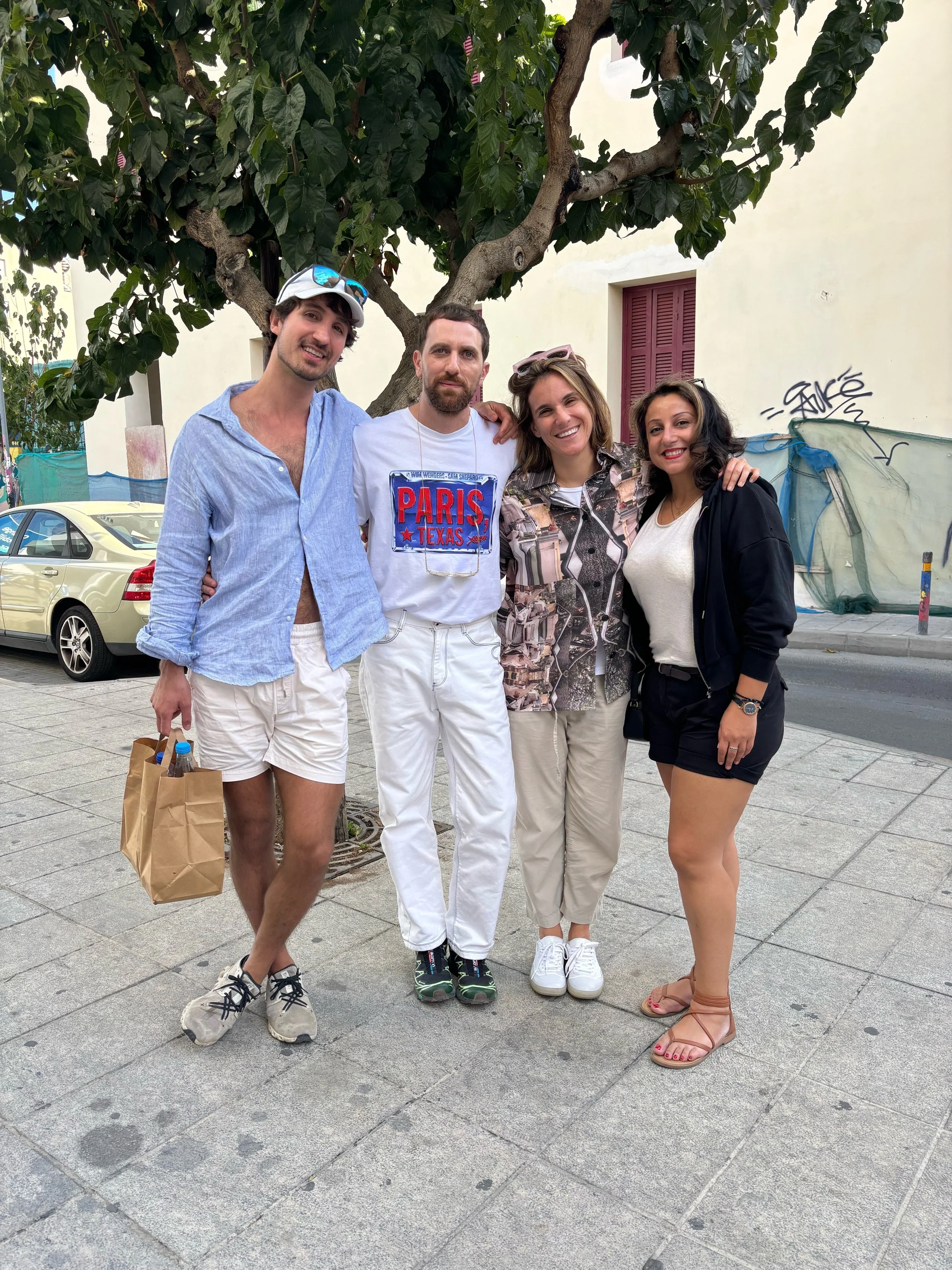 Artist Christodoulos Panagiotou, Art Advisor, Artemis Baltoyanni and Producer Halime Eleni Özdemir di Larusso at Limassol Art Walks.