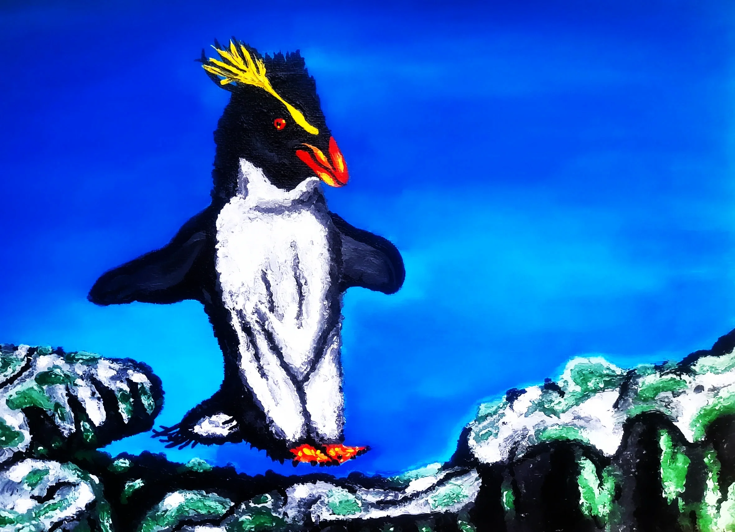 Rockhopper Penguin (Acrylic Paint)