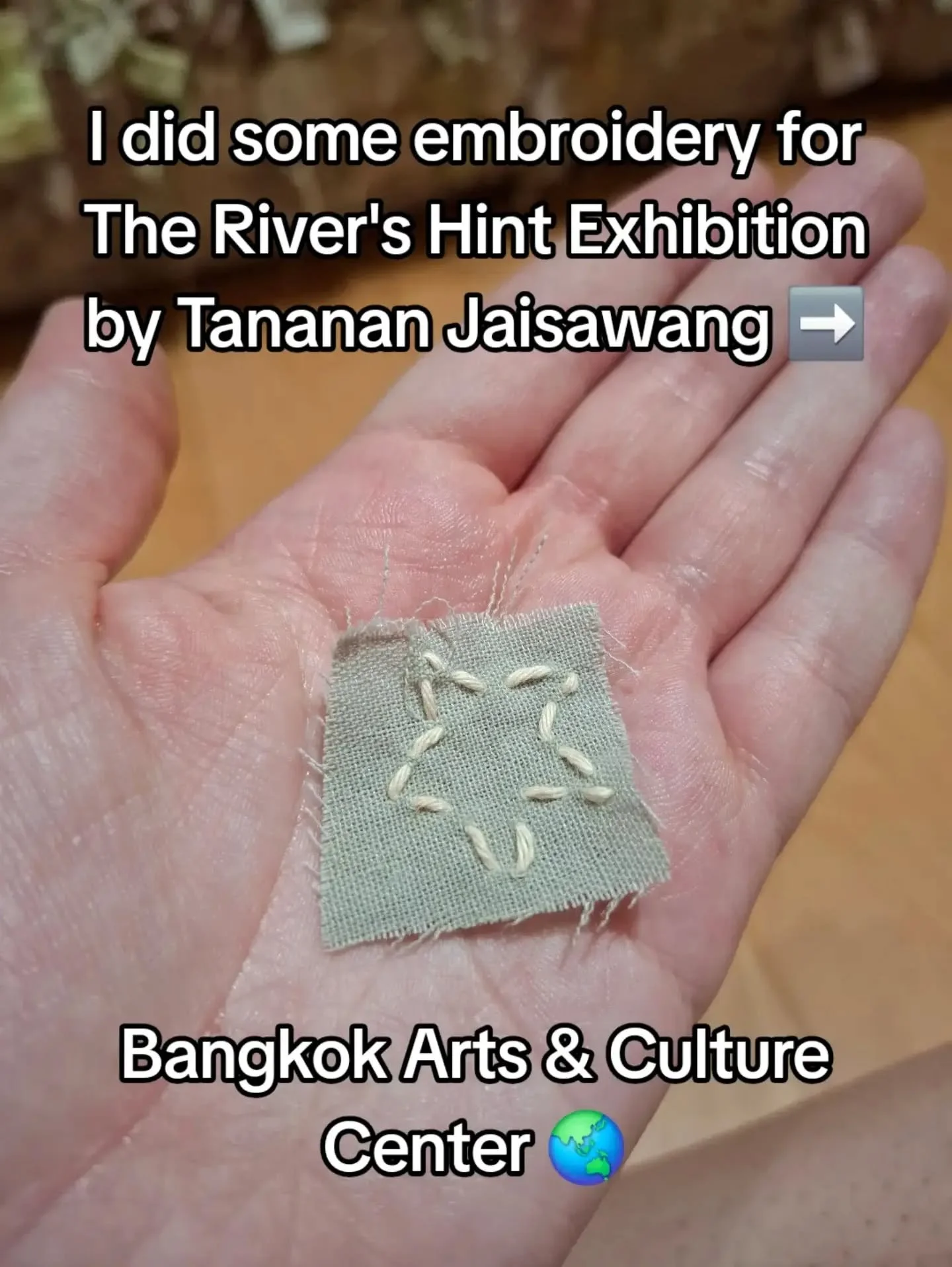 I did some embroidery!

This cool catfish sculpture is covered in bits of fabric dyed with plants that help ecologically restore the Kok river.

Very cool!

Alice 💙

#embroidery #conservation #artgallery #soloexhibition #thailand