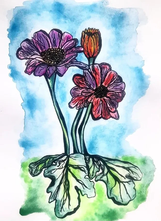 Flowers (Watercolour Paint and Ink)