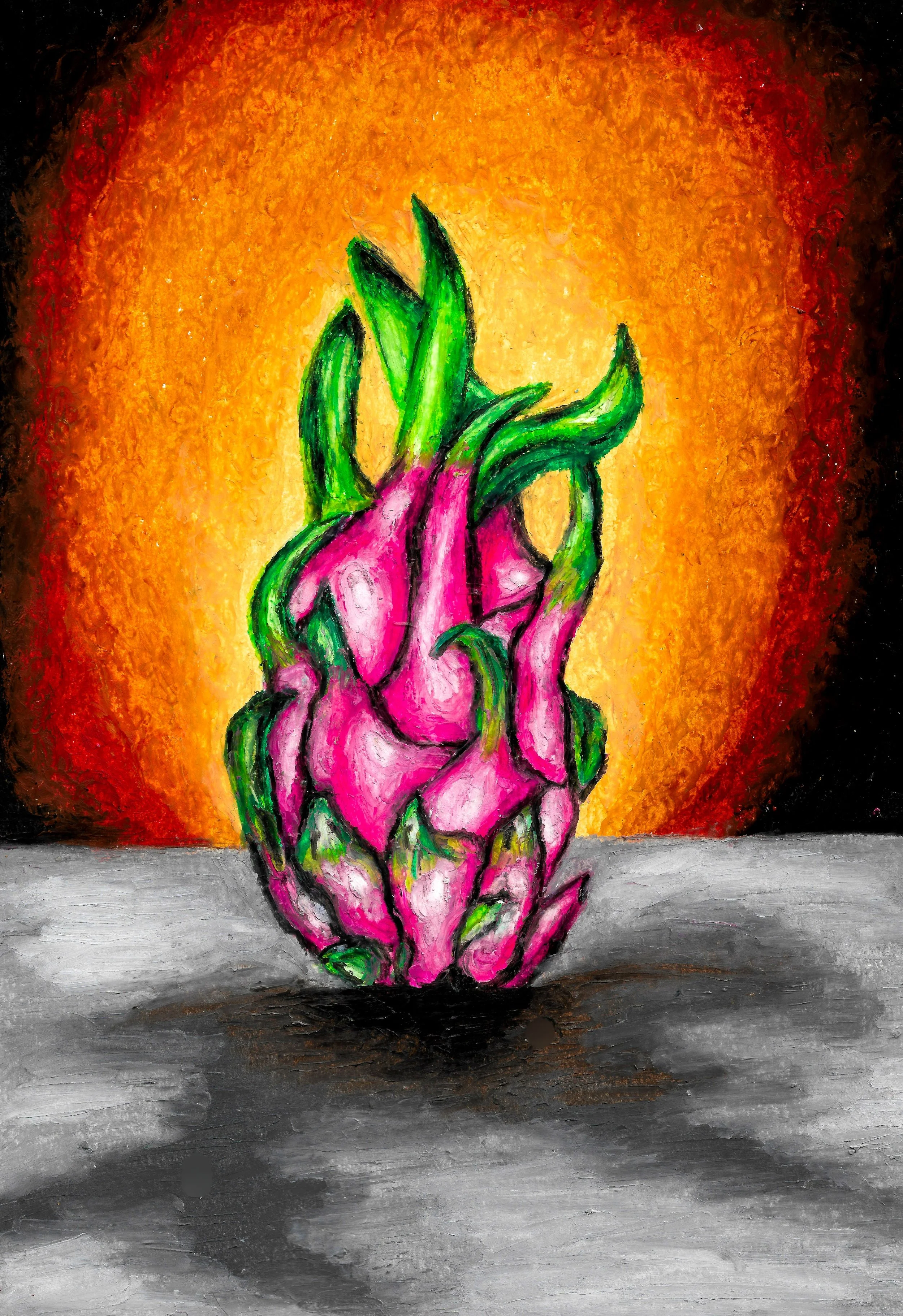 Dragon Fruit (Oil Pastel)