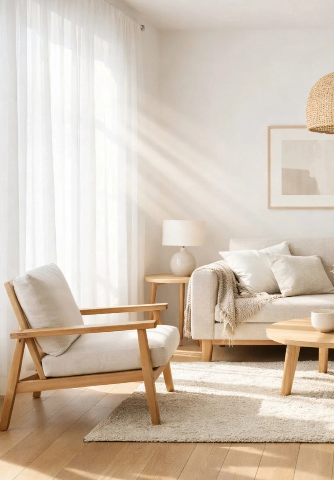 Bright, minimalist living room with neutral colors for the best Bend Oregon Real Estate Agency near me.