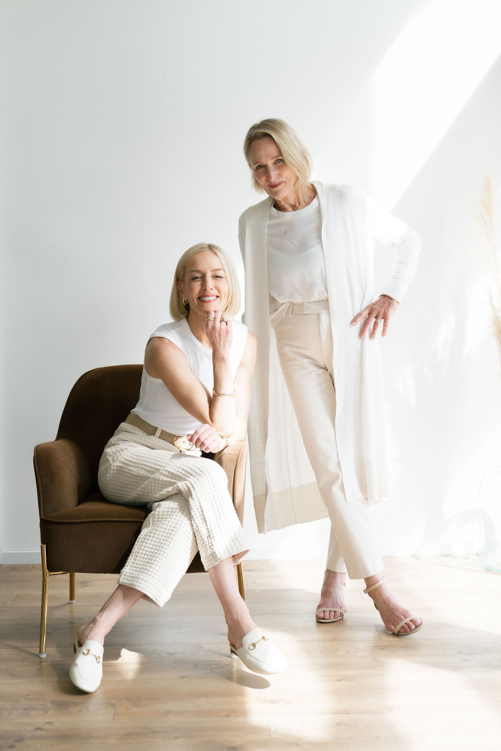 The two women dressed in white are Sherry and Chelsea Ortega, an experienced Bend Oregon Real Estate Agency.