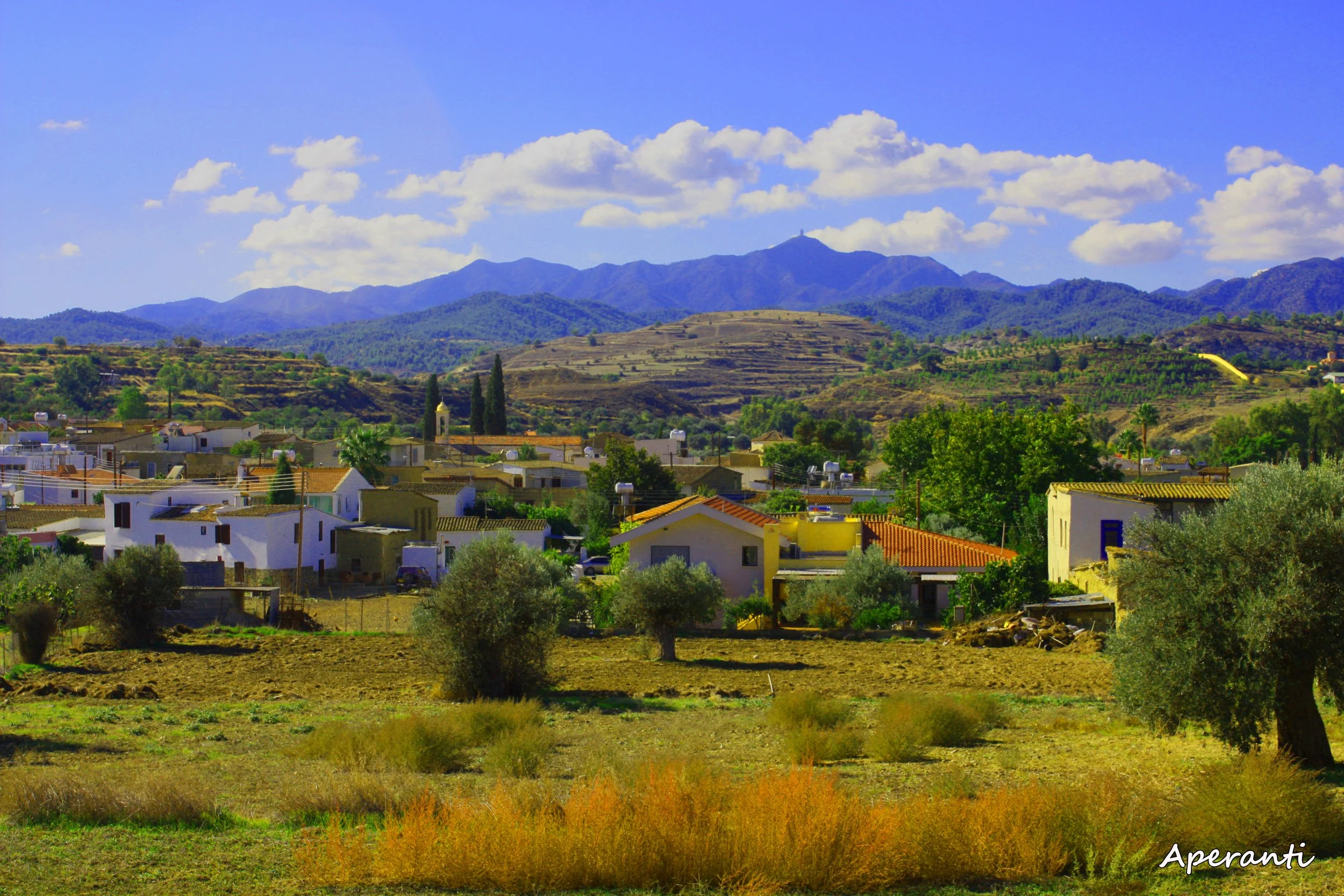 View of Pera Orinis and Machairas Mountains