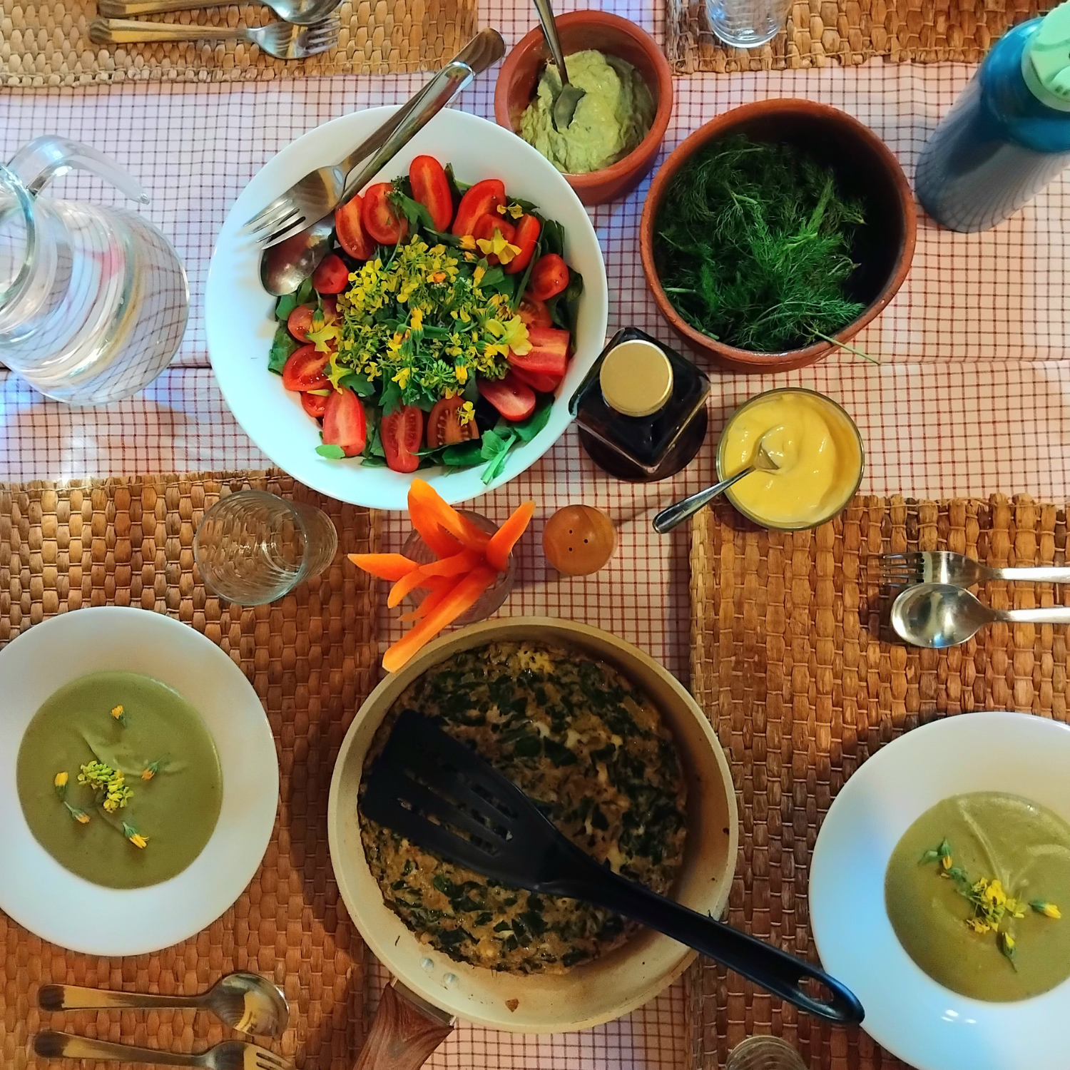 table set up with home-made food