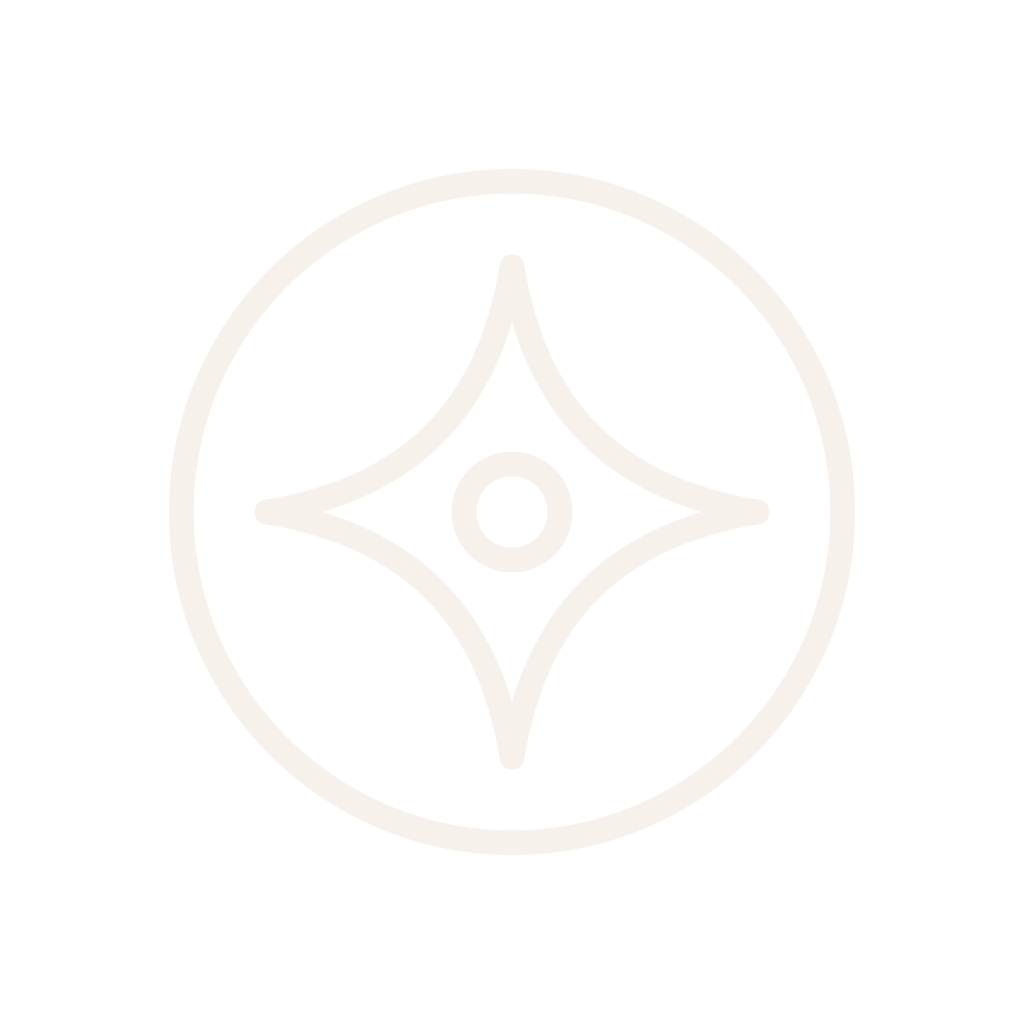 White logo of a star within a circle on a black background, resembling a distinctive emblem.