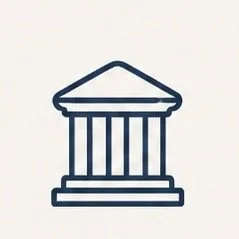 Icon of a classical building with columns and a pediment