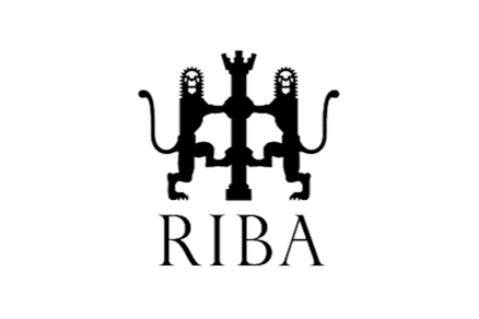 A logo featuring two black lions standing on hind legs with a crown between them, and the word 'RIBA' underneath.