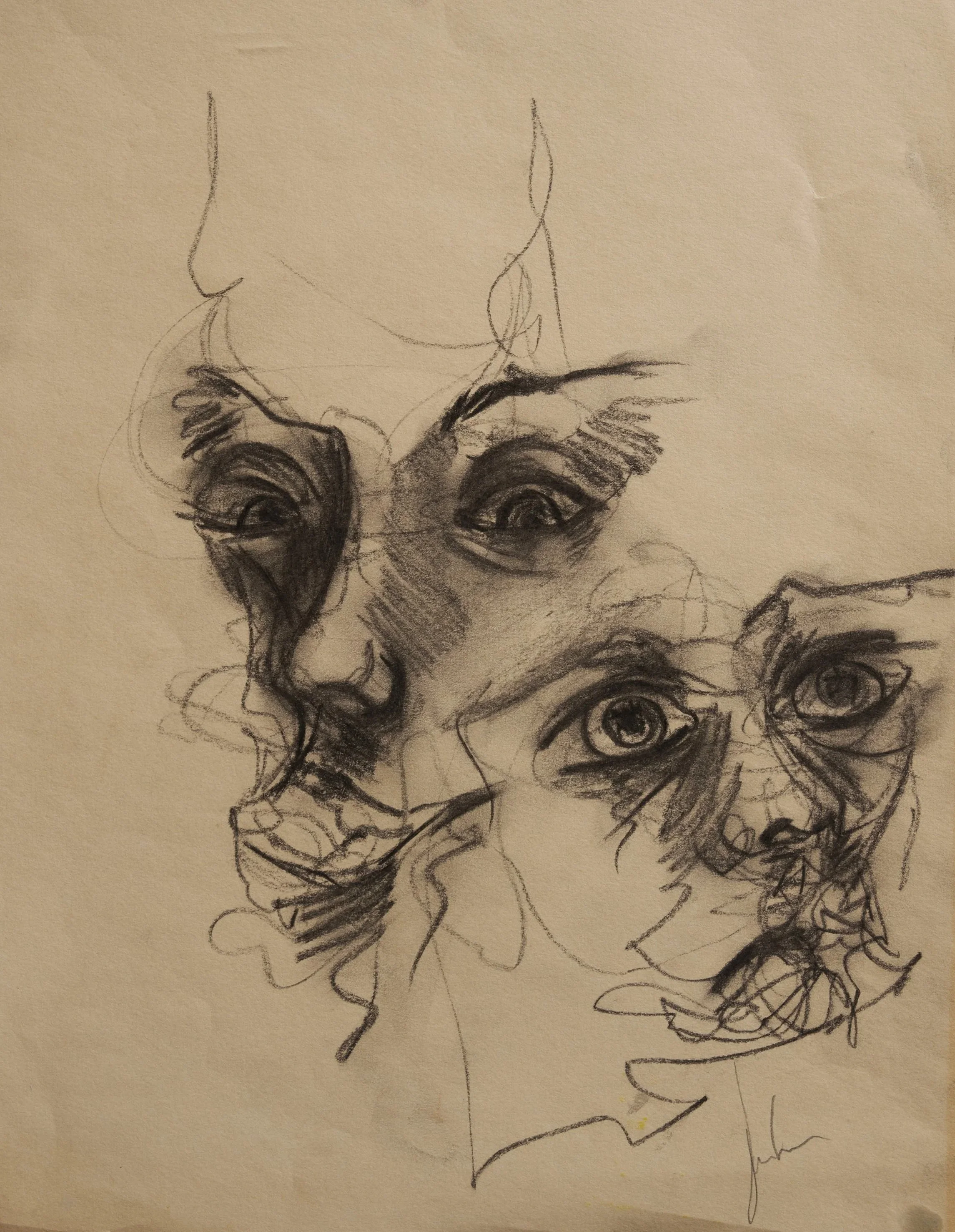 Untitled I, charcoal on paper, dimensions, 2018