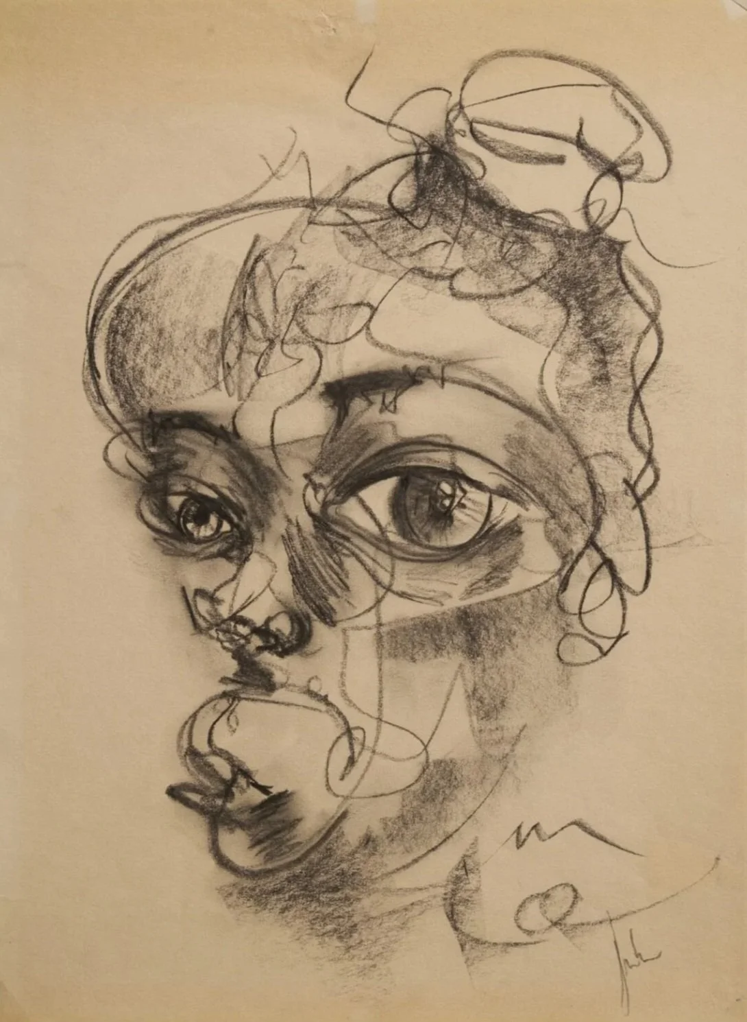 Untitled II, charcoal on paper, dimensions, 2018