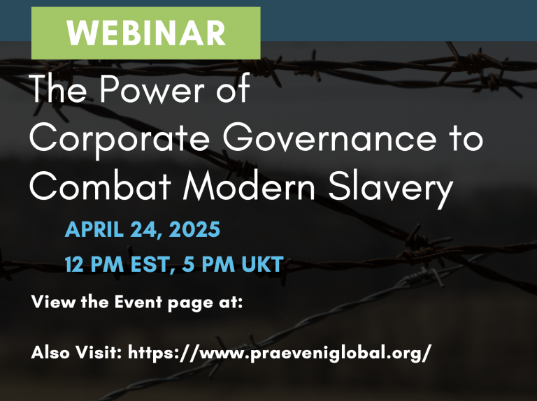 Webinar: Power of Corporate Governance to Combat Modern Slavery