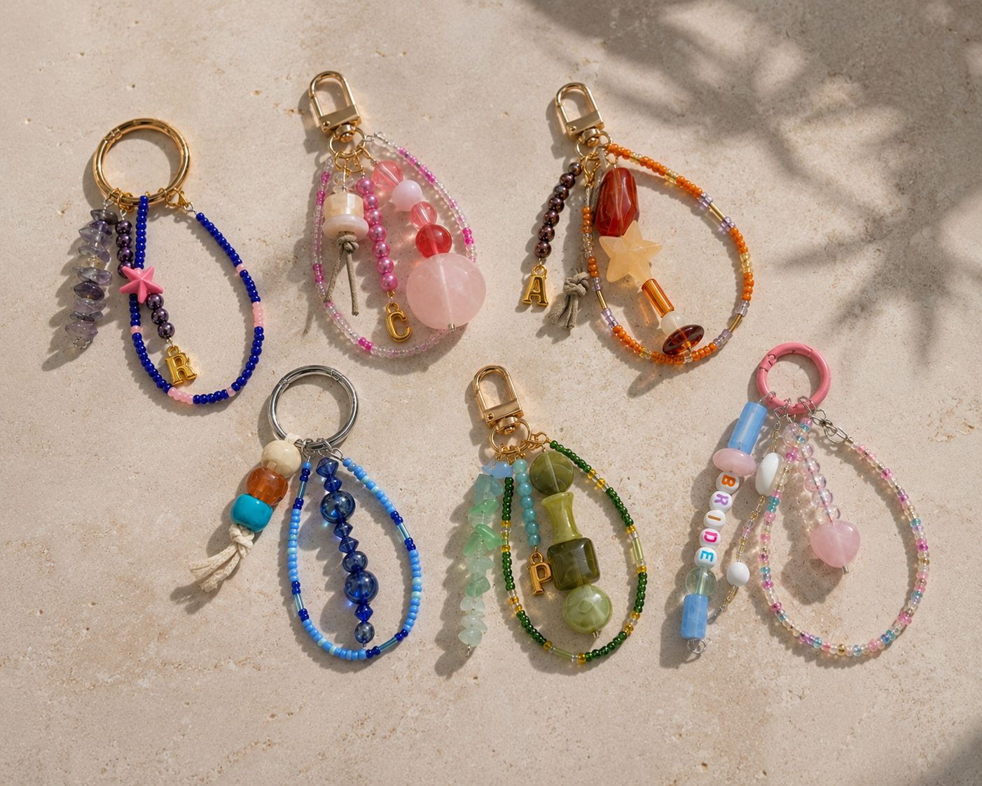 Handmade Beaded Keyring Collection | Petals & Pearls. Handmade Beaded Keyring Collection | Petals & Pearls