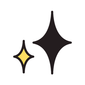 Two stylized stars, one yellow and one black, with a black background.