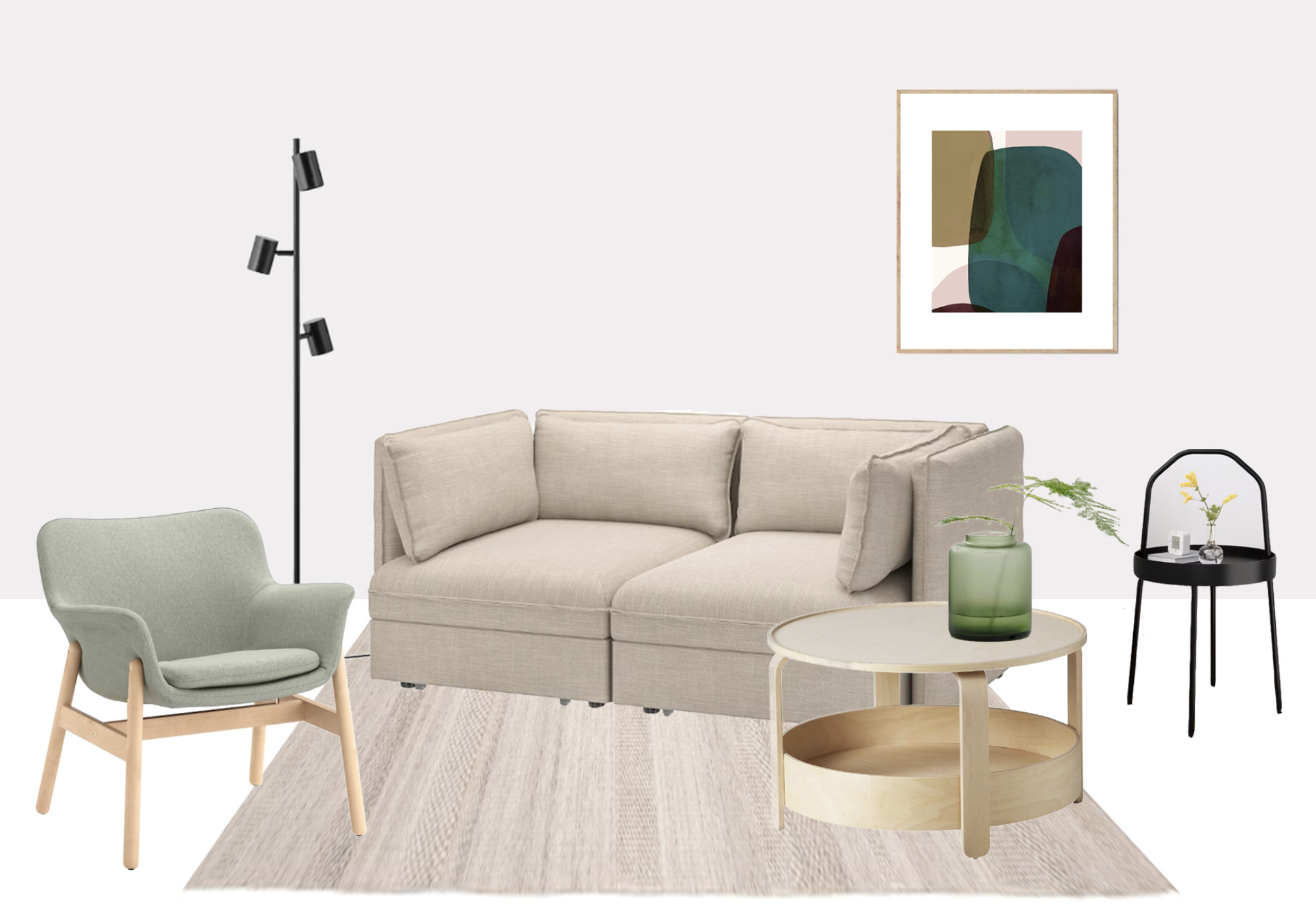 Moodboard Collage Wohnzimmereinrichtung