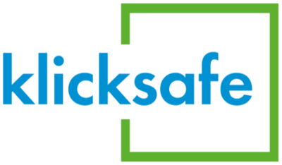 Das Logo von Klicksafe, bestehend aus dem Wort 'klicksafe' in blauer Schrift neben einem grünen Rahmen, der teilweise offen ist.