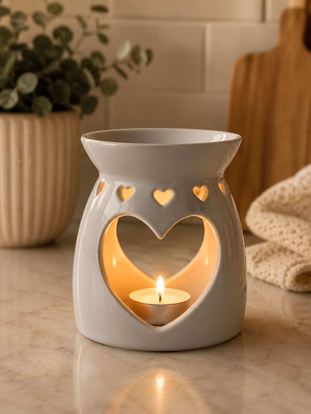 Wax Melt Burner - Heart - White
