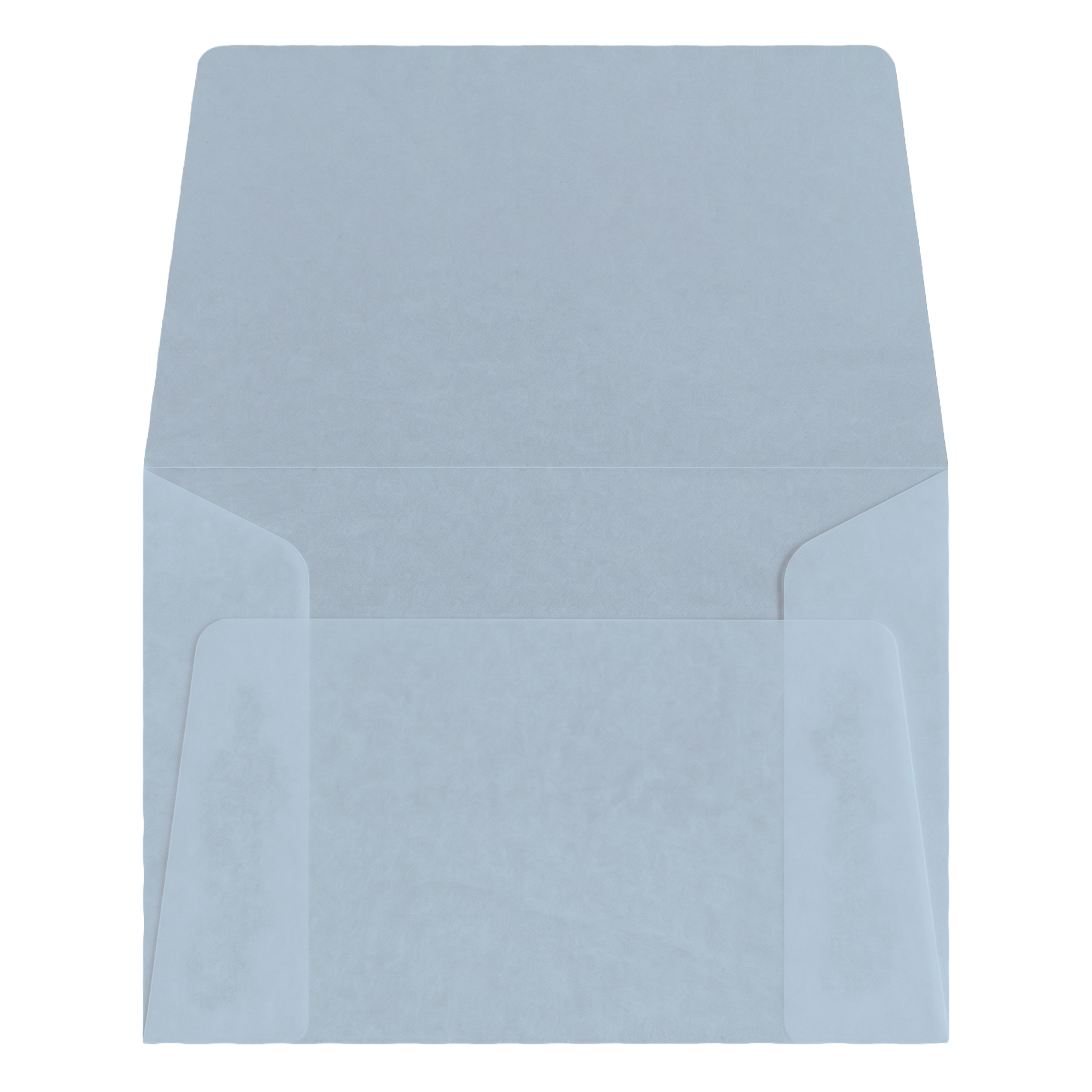 A partially opened light blue paper folder or envelope with a pop-up or folded flap inside.