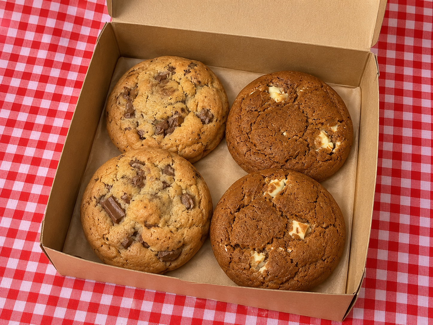 Box of homemade Chunk Cookies