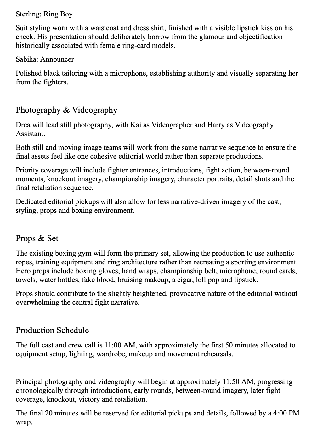 Production Proposal iii.