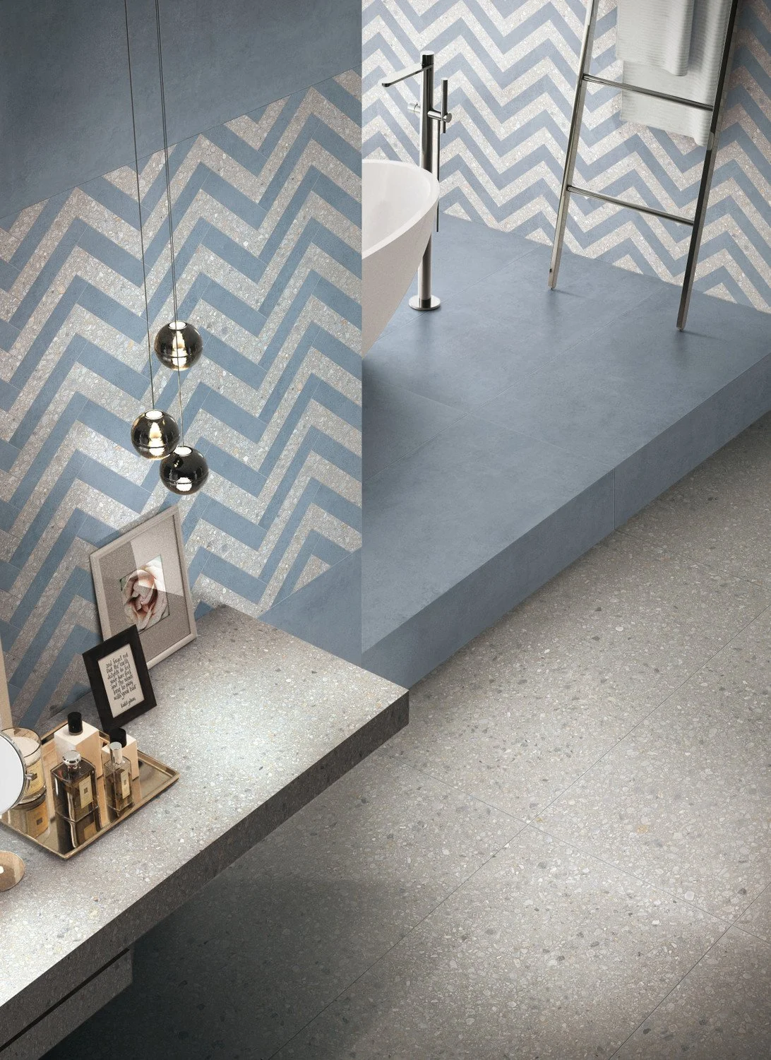 Match-Up is a play of contrasts that breaks the essentiality of minimalist interiors through a textural patchwork that lends itself to a balanced mix and match of styles and colors.