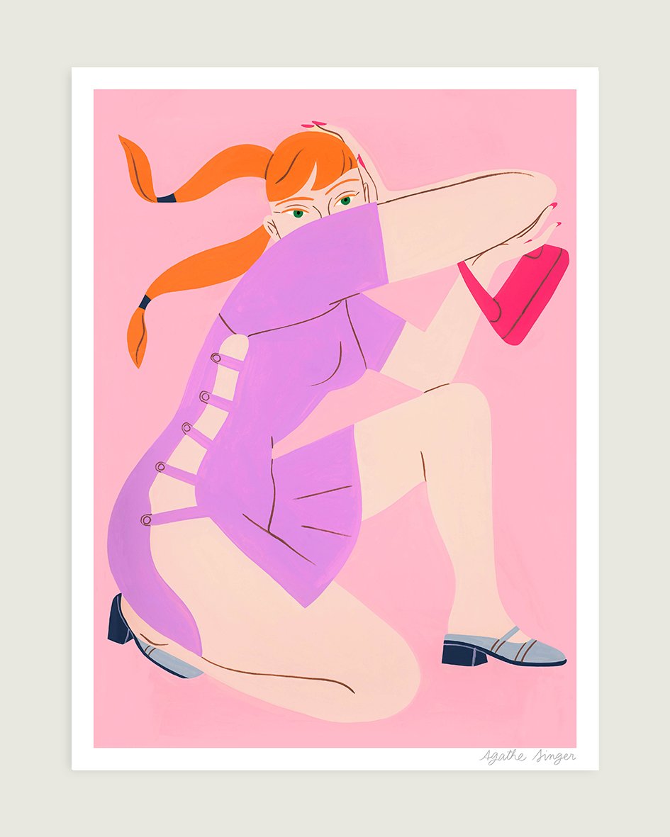 Portrait en robe lilas