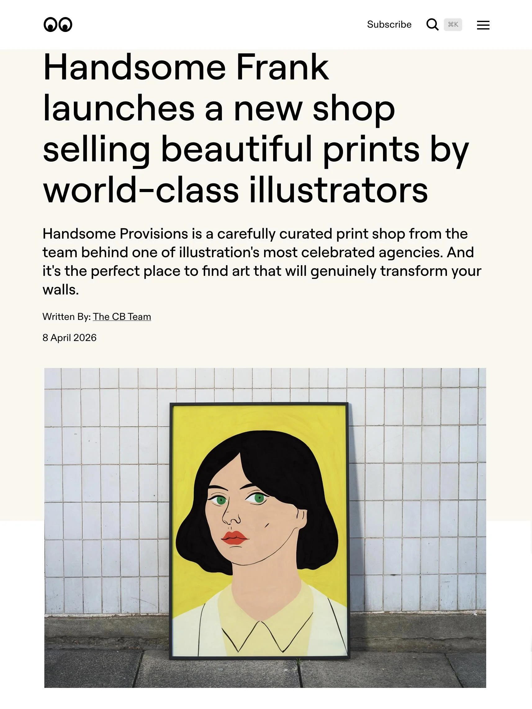 Thank you so much @creativeboom for including my &ldquo;Yellow portrait&rdquo; in your review of Handsome Provisions, the new print shop of my UK agent Handsome Frank @handsomeprovisions @handsome_frank 💛💛💛💛💛💛💛💛💛💛💛

A beautiful selection o