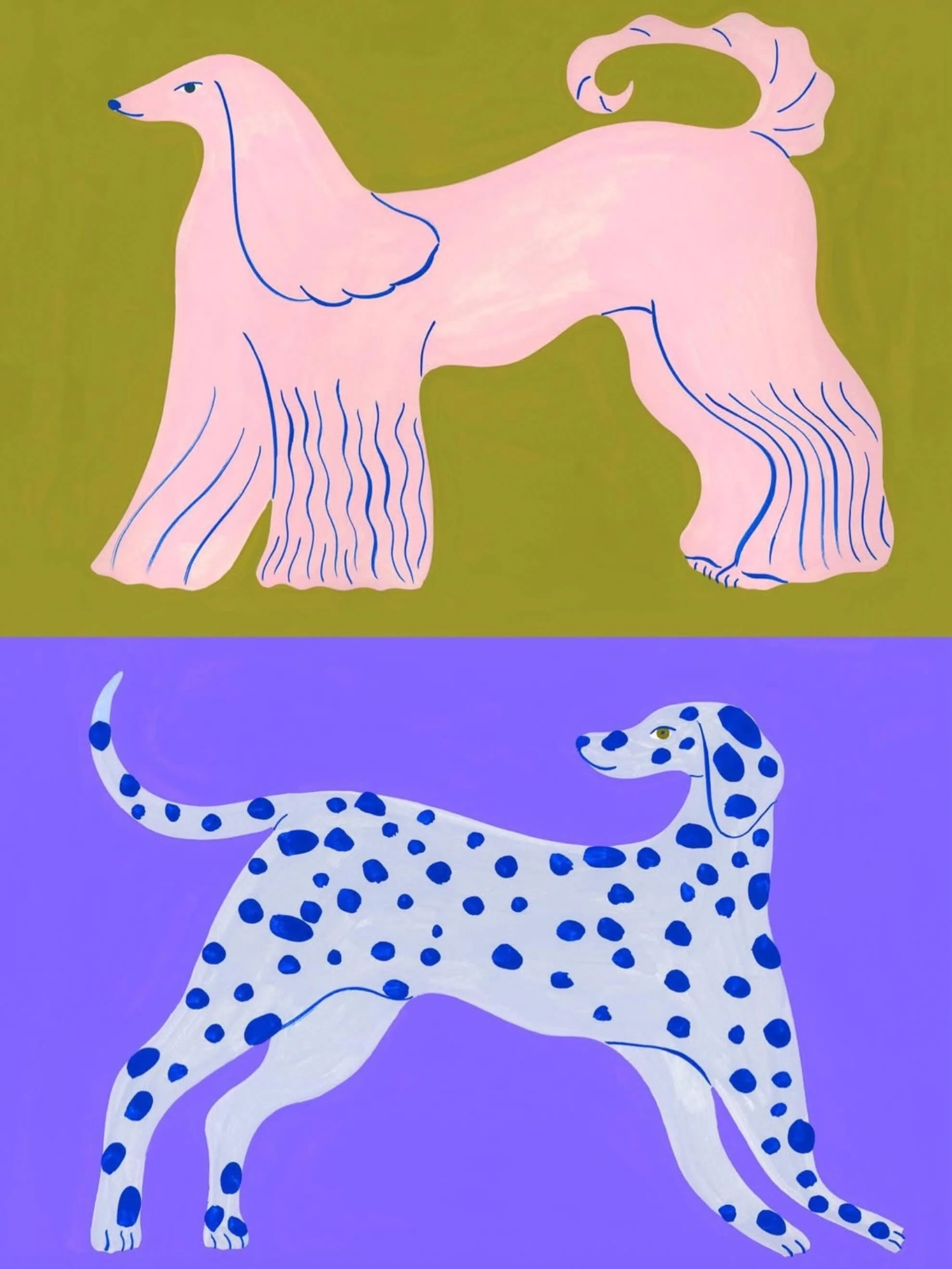 More dogs 💛💜 stationery and prints at @evermadeuk !

Gouache paintings on paper 
#colorfulart #dogartwork #gouacheonpaper #illustration