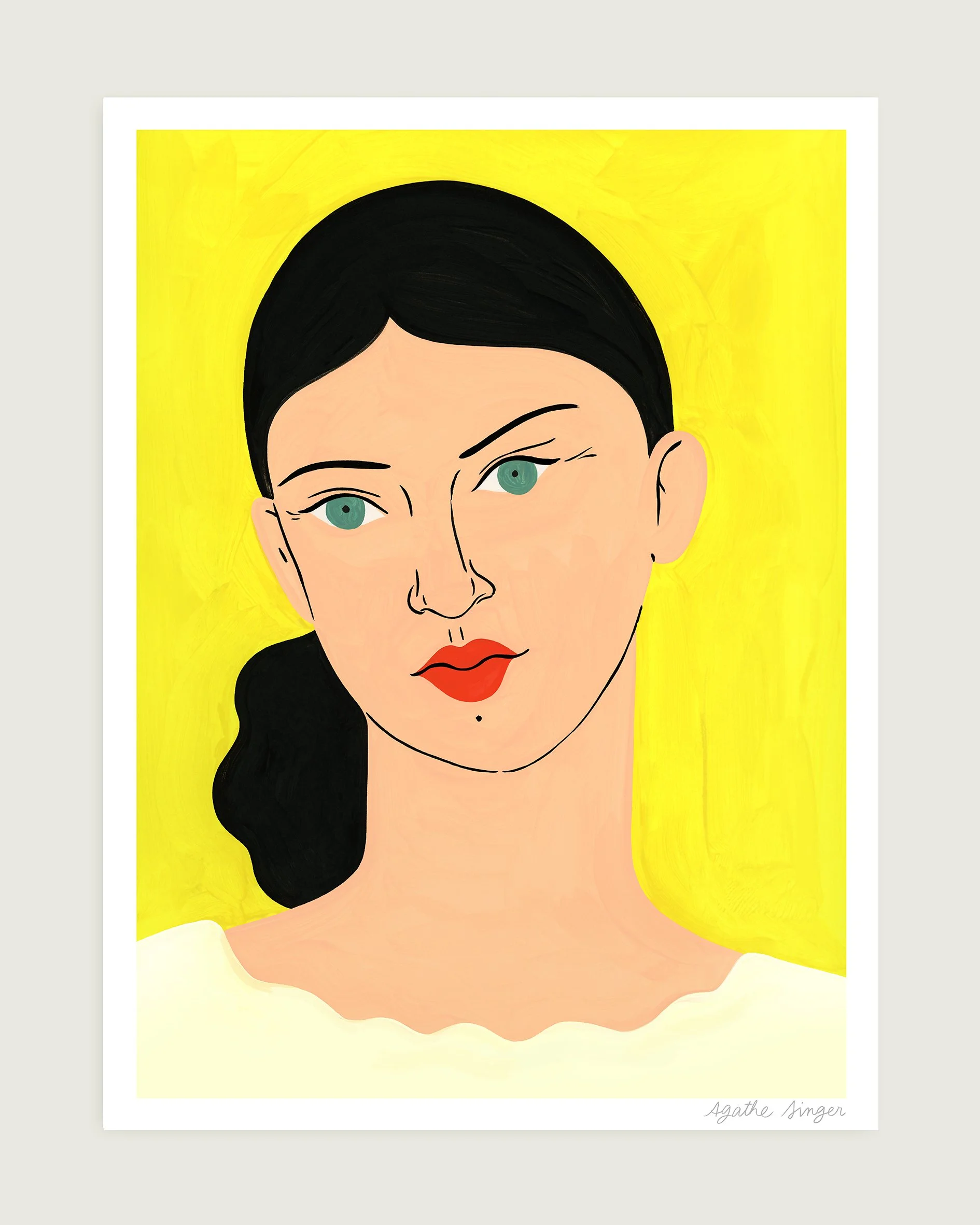 Portrait sur fond jaune