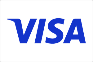 VISA Logo in Blau auf schwarzem Hintergrund