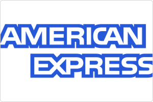 American Express Logo in blauer Schrift auf schwarzem Hintergrund