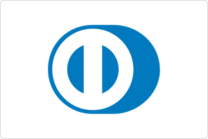 Ein blauer und weißer CD- oder DVD-Logo auf schwarzem Hintergrund.