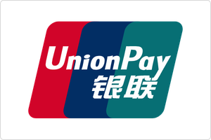 Logo von UnionPay mit roten, blauen und grünen Farbflächen und chinesischen Schriftzeichen.