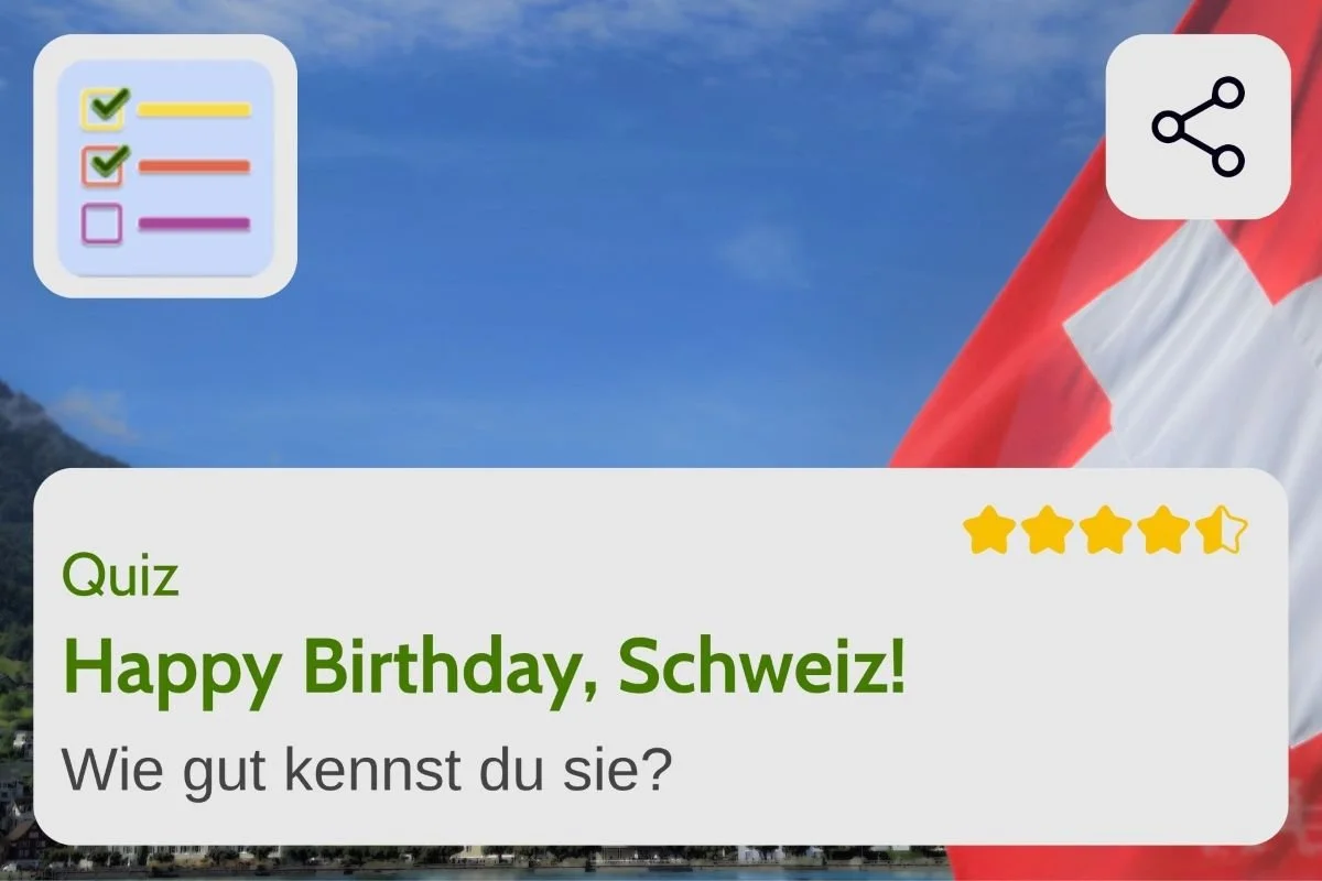 Kostenloses Schweiz Quiz mit bekannten, überraschenden und kuriosen Fragen rund um die Schweiz.