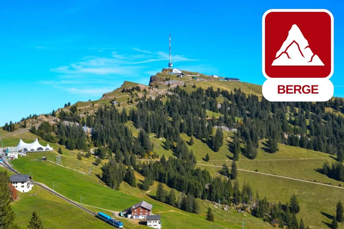 Rigi in der Zentralschweiz als Aussichtsberg mit Blick über Seen und Voralpenlandschaft