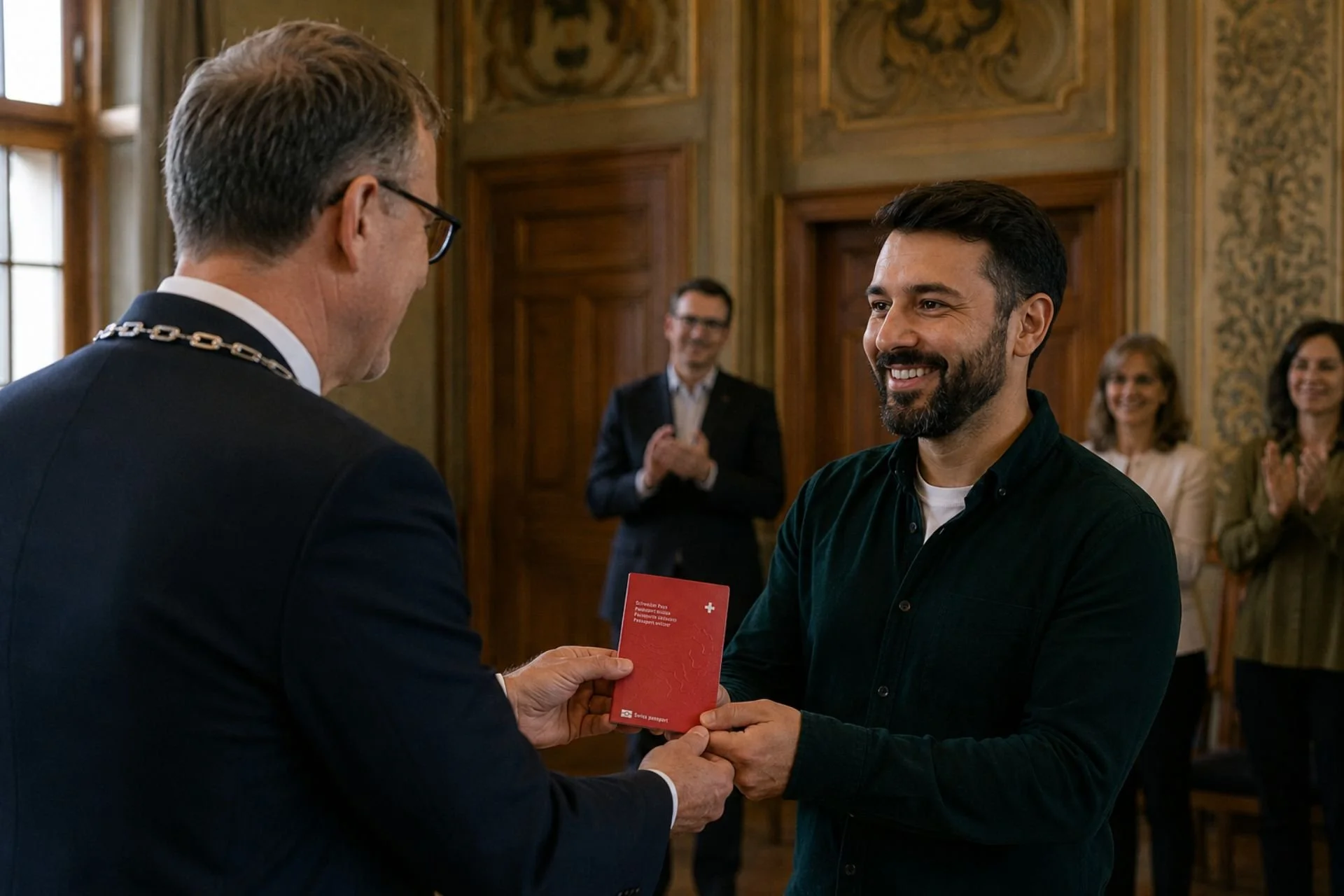 Übergabe des Schweizer Bürgerrechts im Rahmen einer ordentlichen Einbürgerung in der Schweiz.