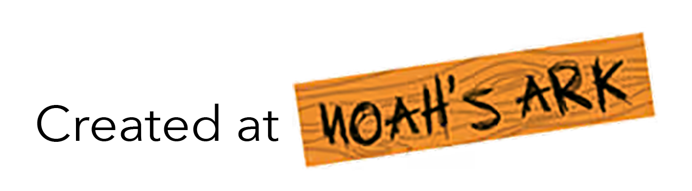 Wooden sign with black handwritten text that reads 'Noah's Ark'