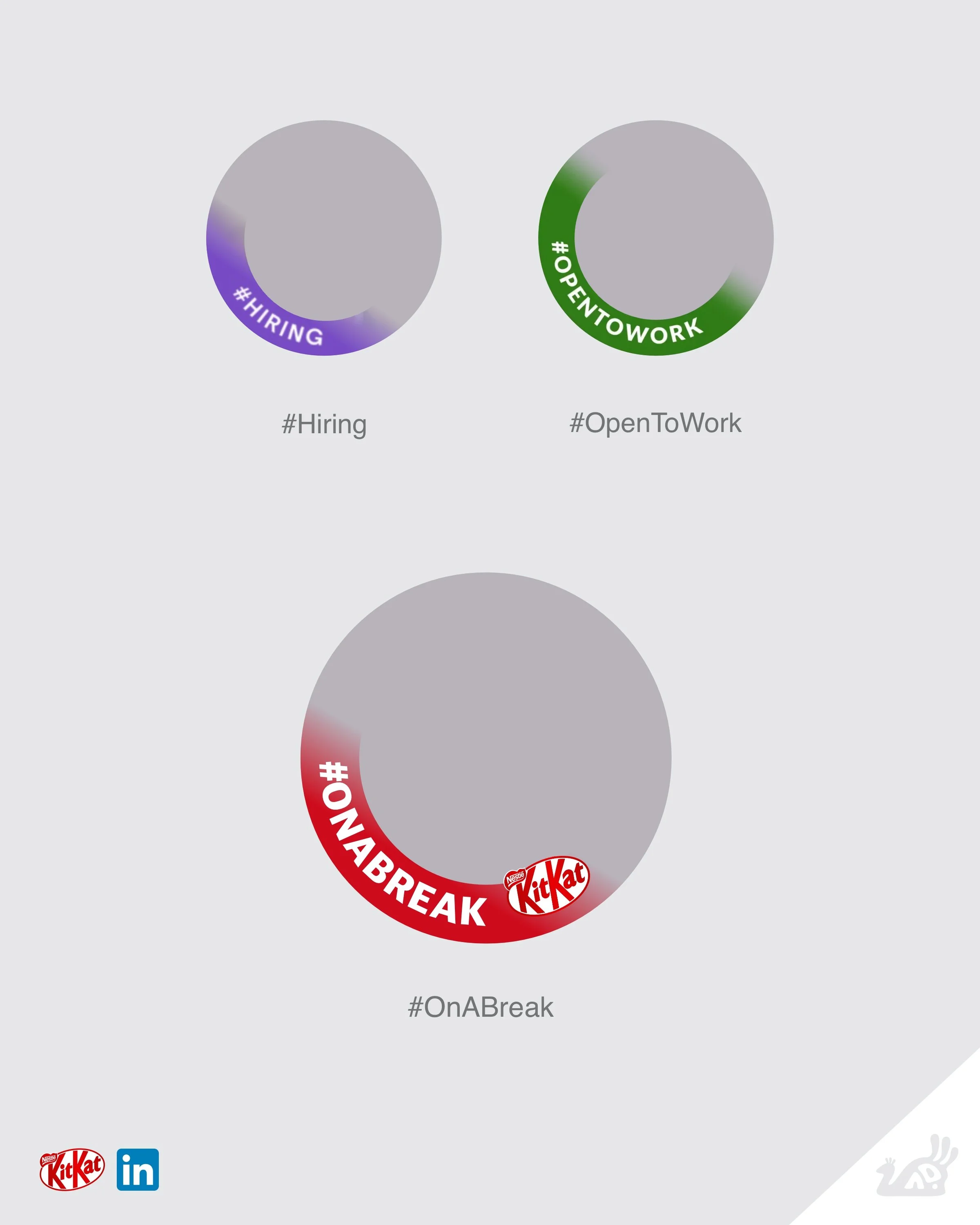 Circular badge with the hashtag #OnABreak and Nike KitKat logo at the bottom, featuring a red and white color scheme.